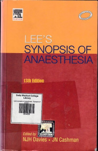 Image of Lee's synopsis of anaesthesia : Synopsis of anaesthesia